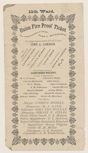 Handbill of the 11th Ward Union Fire Proof Ticket, Chicago, 1871 by American School
